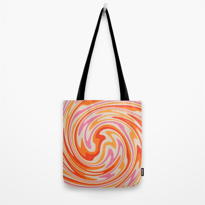 70s Retro Swirl Color Abstract Tote Bag Gallery Image 2