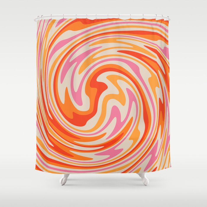 70s Retro Swirl Color Abstract Shower Curtain Gallery Image 1