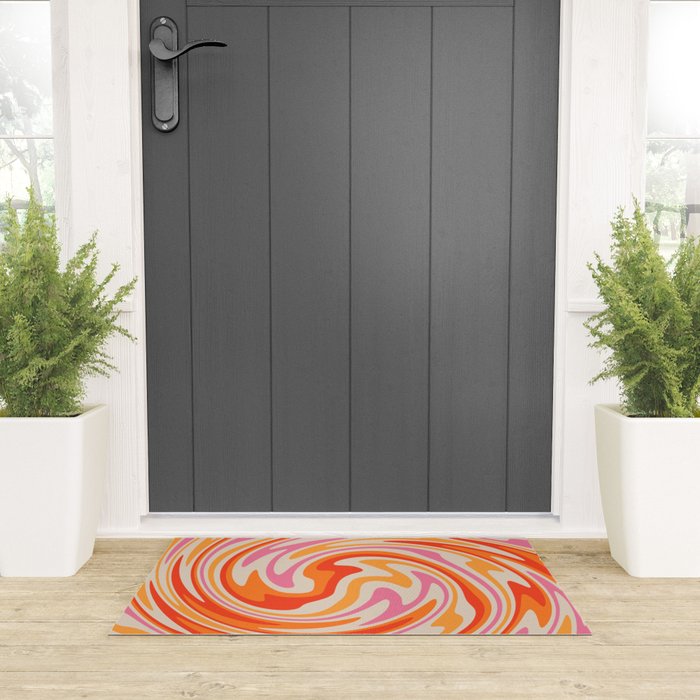 70s Retro Swirl Color Abstract Welcome Mat Gallery Image 3