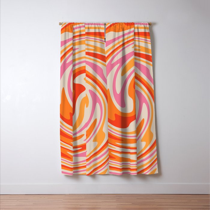 70s Retro Swirl Color Abstract Window Curtain Gallery Image 3