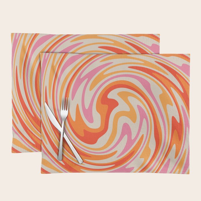 70s Retro Swirl Color Abstract Placemat Gallery Image 1