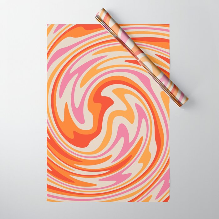 70s Retro Swirl Color Abstract Wrapping Paper Gallery Image 1