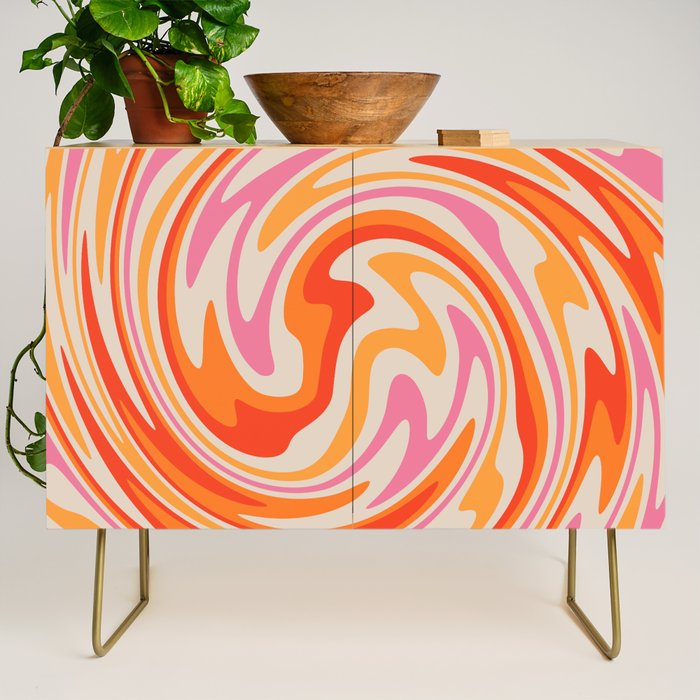 70s Retro Swirl Color Abstract Credenza Gallery Image 1