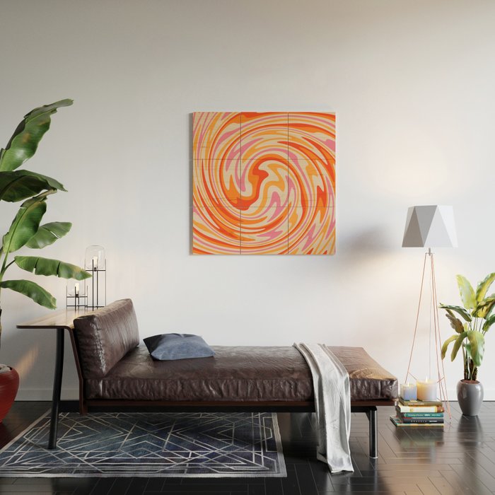 70s Retro Swirl Color Abstract Wood Wall Art Gallery Image 2
