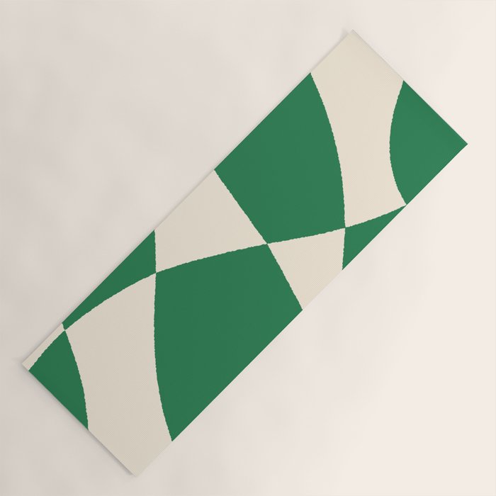 Abstract Mid-Century Composition in Green & Off White Yoga Mat Gallery Image 1