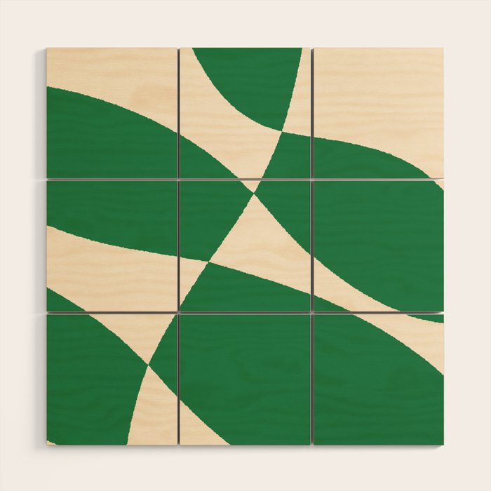 Abstract Mid-Century Composition in Green & Off White Wood Wall Art Gallery Image 1