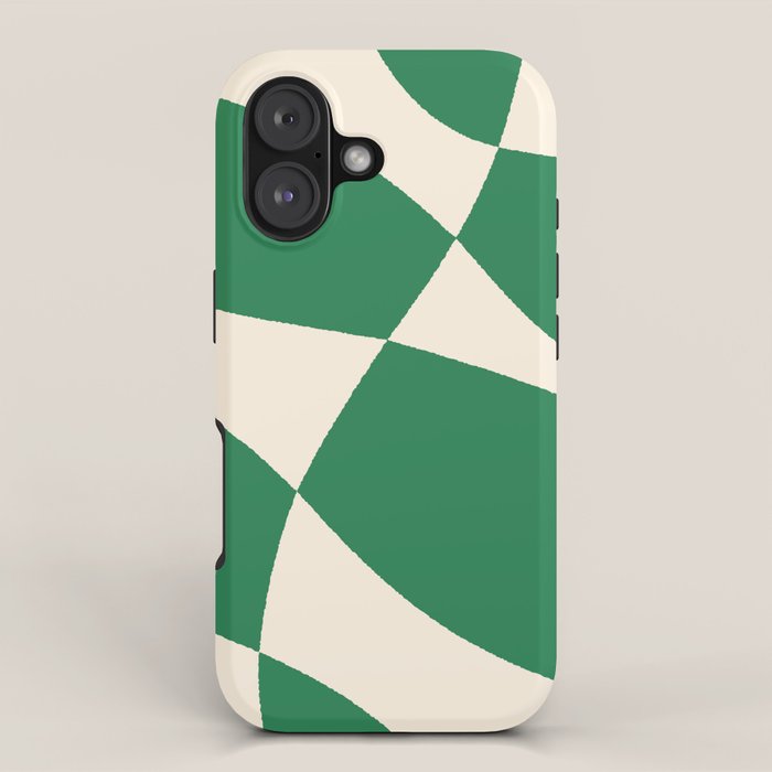 Abstract Mid-Century Composition in Green & Off White iPhone Case Gallery Image 1