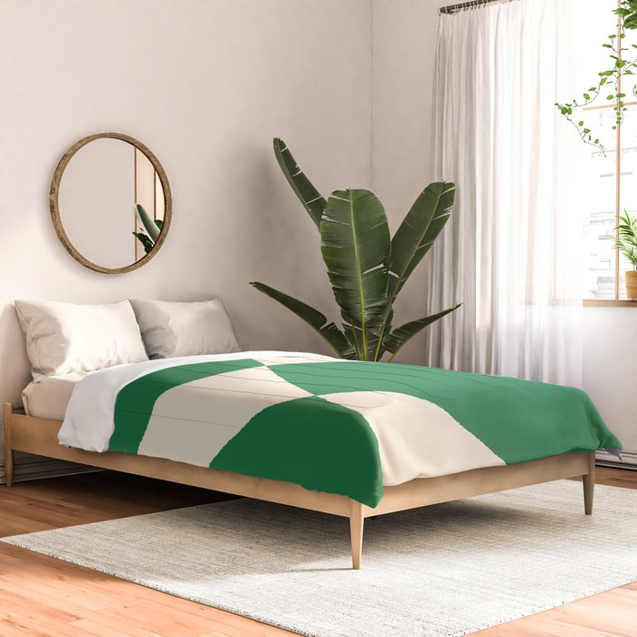 Abstract Mid-Century Composition in Green & Off White Comforter Gallery Image 2