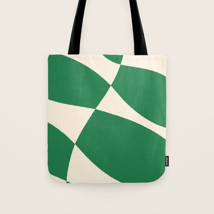 Abstract Mid-Century Composition in Green & Off White Tote Bag Gallery Image 1