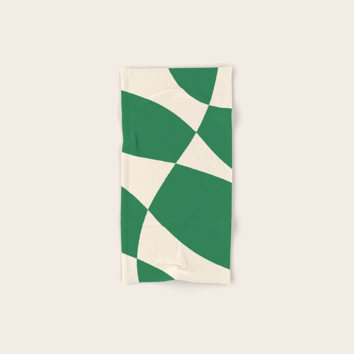 Abstract Mid-Century Composition in Green & Off White Bath Towel Gallery Image 1