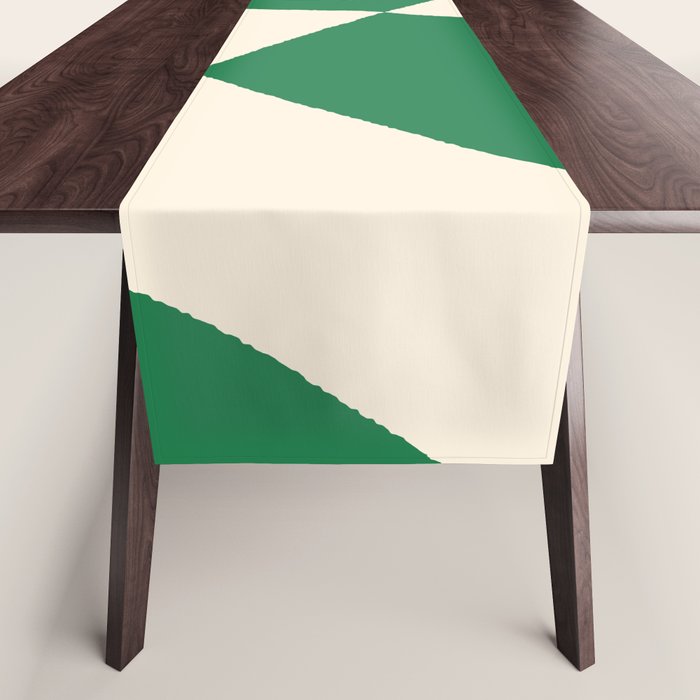 Abstract Mid-Century Composition in Green & Off White Table Runner Gallery Image 1
