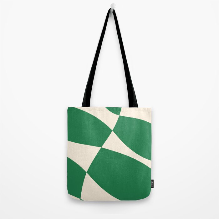 Abstract Mid-Century Composition in Green & Off White Tote Bag Gallery Image 2