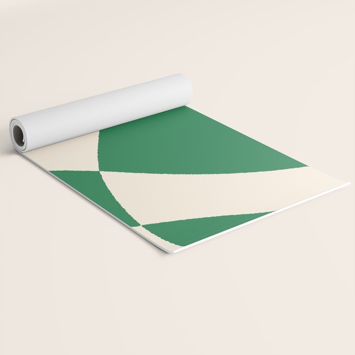 Abstract Mid-Century Composition in Green & Off White Yoga Mat Gallery Image 2