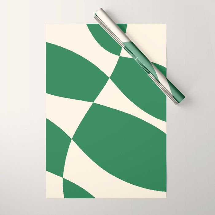 Abstract Mid-Century Composition in Green & Off White Wrapping Paper Gallery Image 1