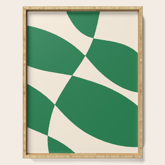 Abstract Mid-Century Composition in Green & Off White Serving Tray Gallery Image 1