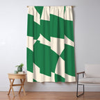 Abstract Mid-Century Composition in Green & Off White Window Curtain Gallery Image 5