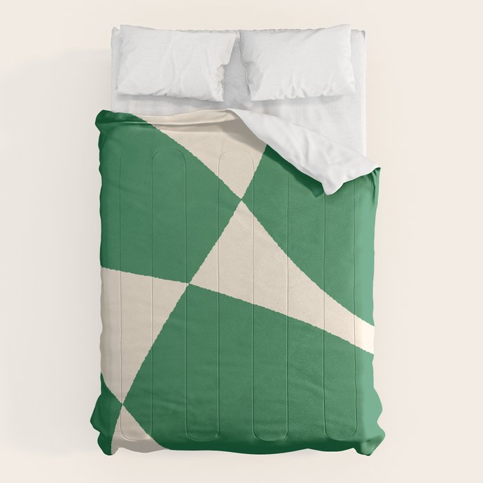 Abstract Mid-Century Composition in Green & Off White Comforter Gallery Image 6
