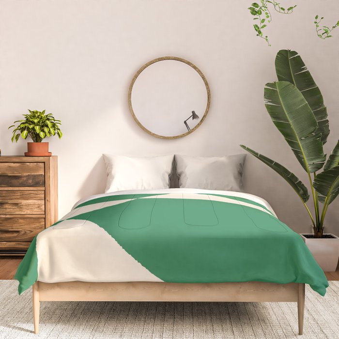 Abstract Mid-Century Composition in Green & Off White Comforter Gallery Image 3