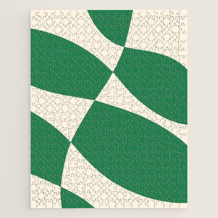 Abstract Mid-Century Composition in Green & Off White Jigsaw Puzzle Gallery Image 1
