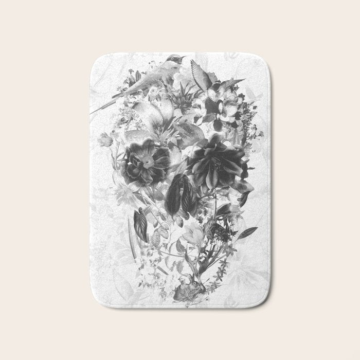 New Skull Light B&W Bath Mat Gallery Image 1