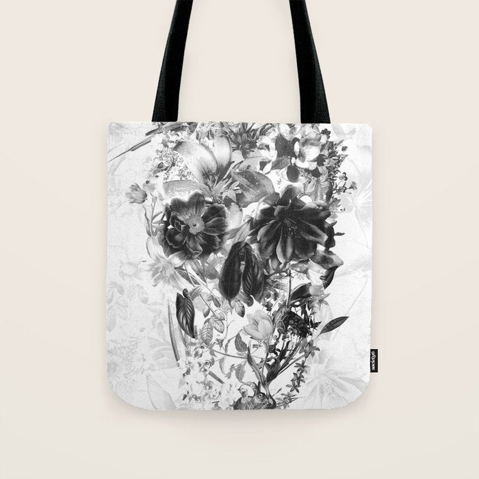 New Skull Light B&W Tote Bag Gallery Image 1