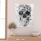 New Skull Light B&W Wall Tapestry Gallery Image 2