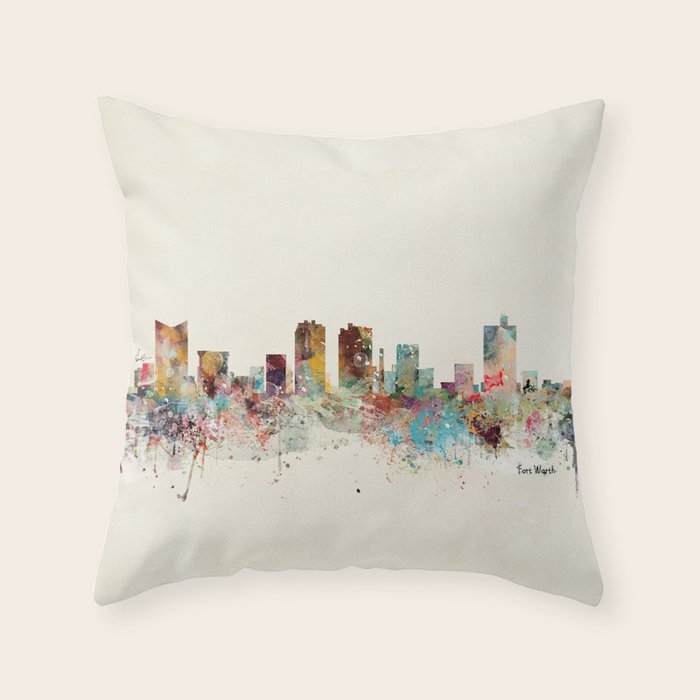 fort worth skyline Throw Pillow Gallery Image 1