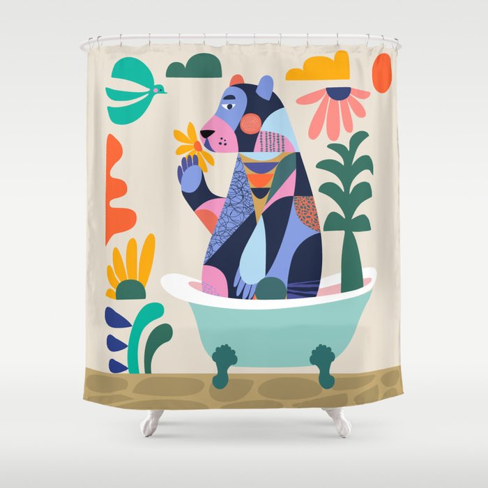 Bear in the bathtub Shower Curtain Gallery Image 1
