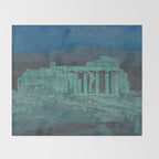 Hiroshi Yoshida, Acropolis Ruins, Athens At Night - Vintage Japanese Woodblock Print Art Throw Blanket Gallery Image 2