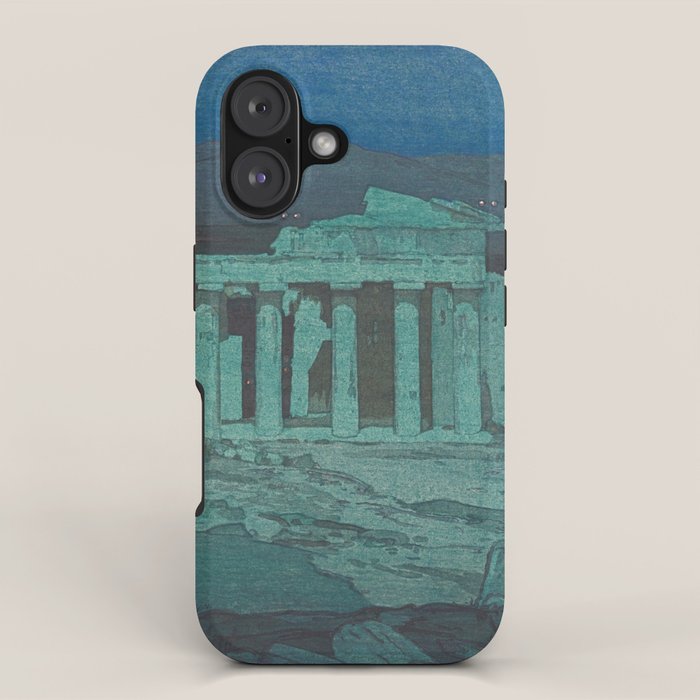 Hiroshi Yoshida, Acropolis Ruins, Athens At Night - Vintage Japanese Woodblock Print Art iPhone Case Gallery Image 1