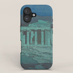 Hiroshi Yoshida, Acropolis Ruins, Athens At Night - Vintage Japanese Woodblock Print Art iPhone Case Gallery Image 1