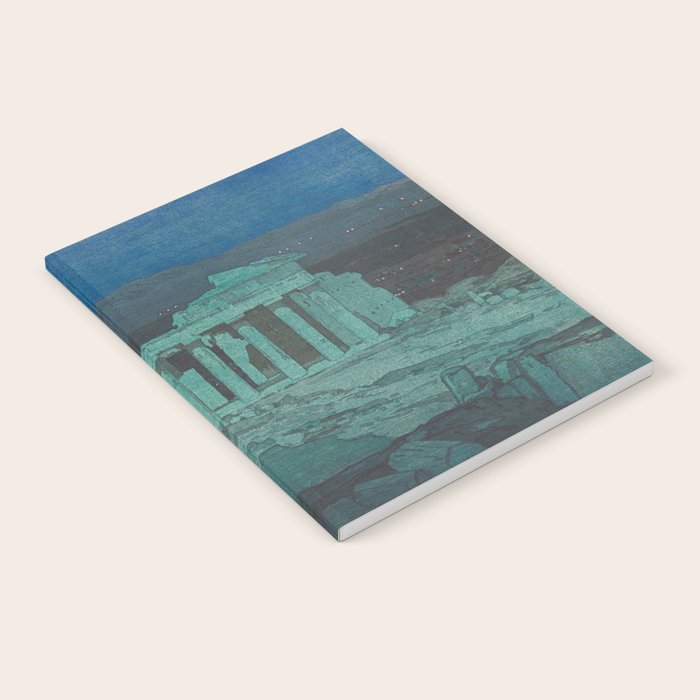 Hiroshi Yoshida, Acropolis Ruins, Athens At Night - Vintage Japanese Woodblock Print Art Notebook Gallery Image 1