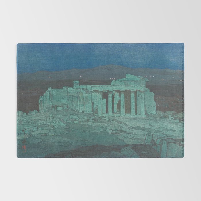 Hiroshi Yoshida, Acropolis Ruins, Athens At Night - Vintage Japanese Woodblock Print Art Rug Gallery Image 2