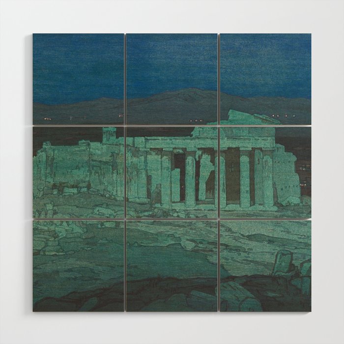 Hiroshi Yoshida, Acropolis Ruins, Athens At Night - Vintage Japanese Woodblock Print Art Wood Wall Art Gallery Image 1