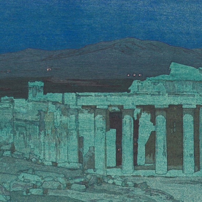Hiroshi Yoshida, Acropolis Ruins, Athens At Night - Vintage Japanese Woodblock Print Art Coffee Mug Gallery Image 2