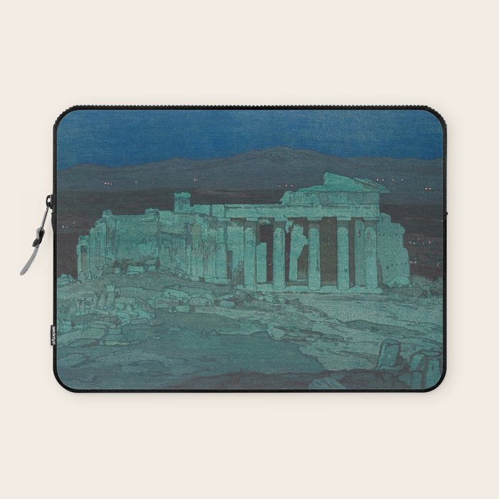 Hiroshi Yoshida, Acropolis Ruins, Athens At Night - Vintage Japanese Woodblock Print Art Laptop Sleeve Gallery Image 1
