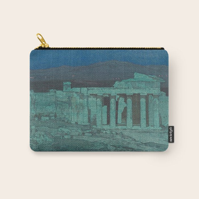 Hiroshi Yoshida, Acropolis Ruins, Athens At Night - Vintage Japanese Woodblock Print Art Carry All Pouch Gallery Image 1