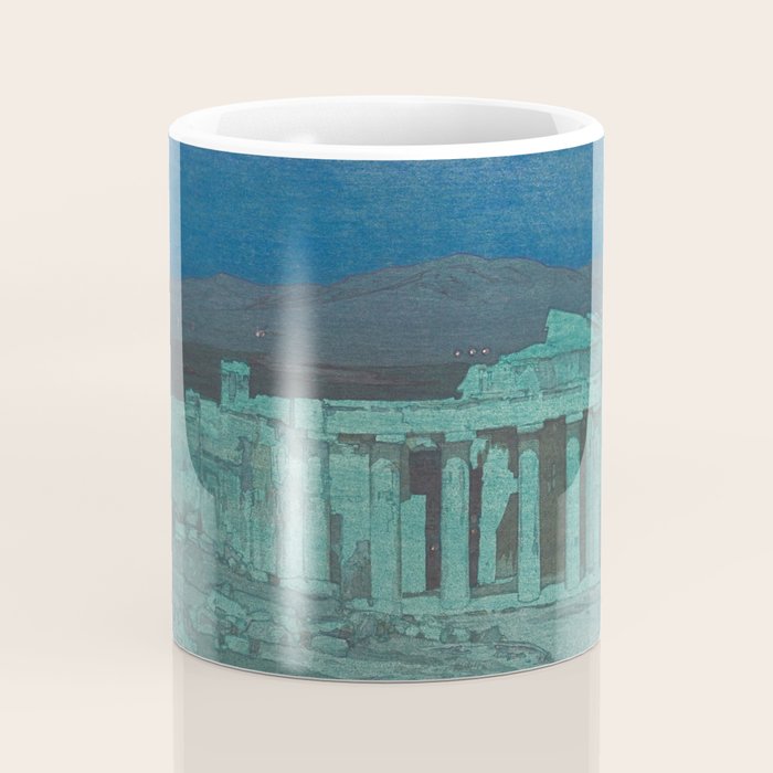 Hiroshi Yoshida, Acropolis Ruins, Athens At Night - Vintage Japanese Woodblock Print Art Coffee Mug Gallery Image 4