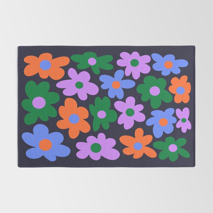 Retro Flowers: Midnight Black Edition Rug Gallery Image 2