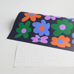 Retro Flowers: Midnight Black Edition Wrapping Paper Gallery Image 2