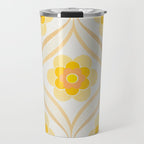Vintage 70s Yellow Floral Pattern Travel Mug Gallery Image 1