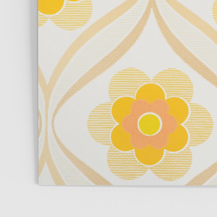 Vintage 70s Yellow Floral Pattern Poster Gallery Image 3