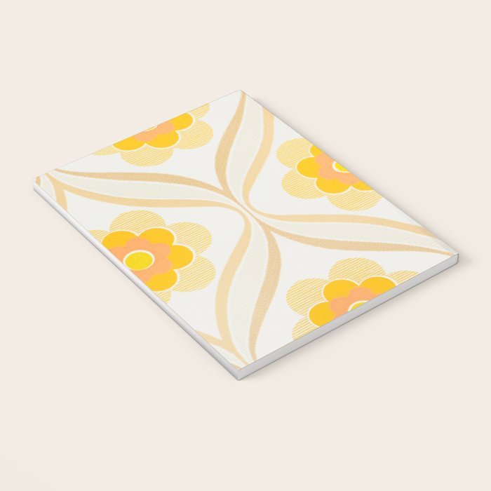 Vintage 70s Yellow Floral Pattern Notebook Gallery Image 3