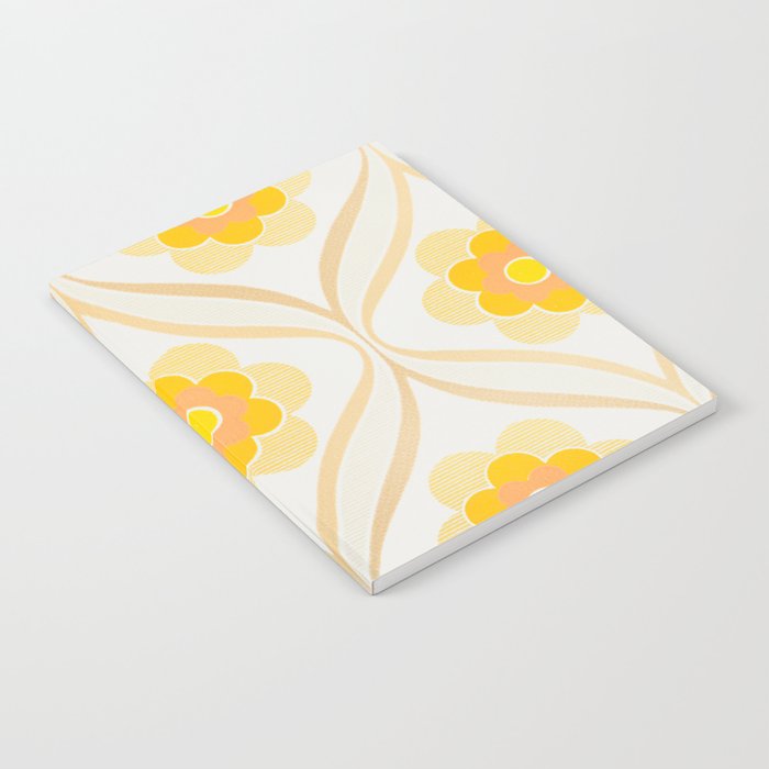 Vintage 70s Yellow Floral Pattern Notebook Gallery Image 2