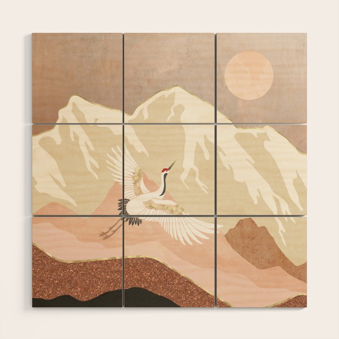 Sugar Mountain Crane Wood Wall Art Gallery Image 1