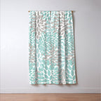 Floral Pattern, Teal, Aqua, Turquoise,Gray Window Curtain Gallery Image 3