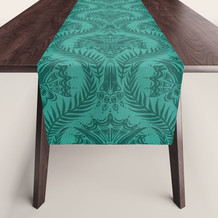 Triceratops Damask - Teal Table Runner Gallery Image 1