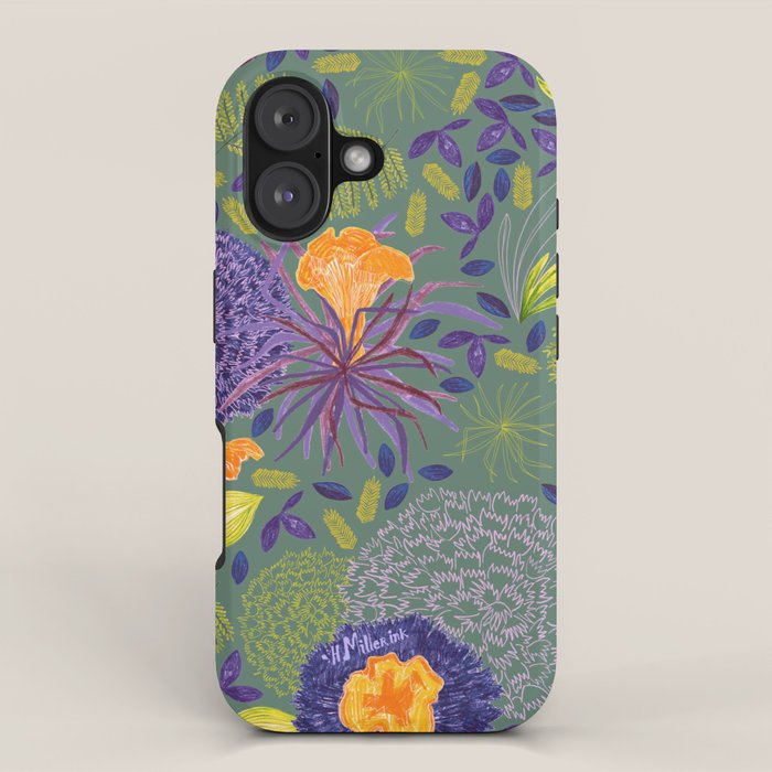 Forest Full of Wild Mushrooms in Sage & Plum iPhone Case Gallery Image 1