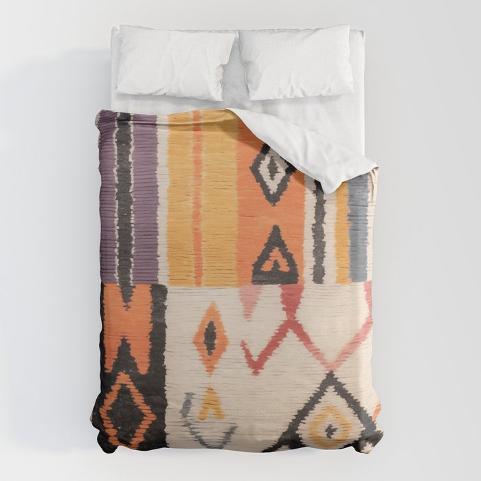 Moroccan Berber Rug Design No.54 - Multicolor, Ivory White Duvet Cover Gallery Image 6