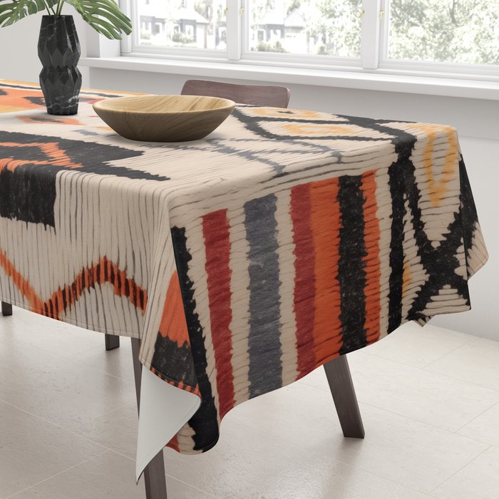 Moroccan Berber Rug Design No.54 - Multicolor, Ivory White Tablecloth Gallery Image 3